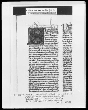 Patristische Sammelhandschrift — Initiale S, Folio 3 recto