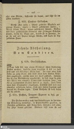 Zehnte Abtheilung. Vom Candiren