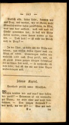 Zehntes Kapitel. Bernhard geräth unter Menschen.