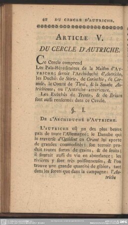 Article V. Du Cercle D'Autriche