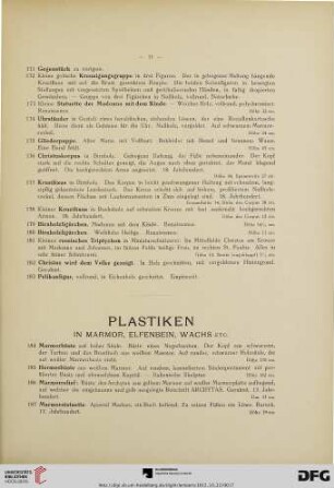 Plastiken in Marmor, Elfenbein, Wachs etc. (Nr. 184-217)