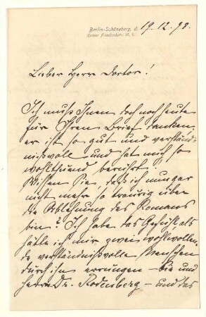 Eigenhändiger Brief mit Unterschrift