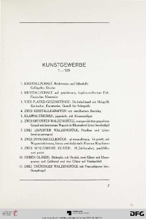 Kunstgewerbe (Nr. 1-129)