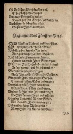 Argument des Fünfften Acts.