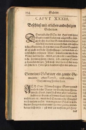 CAPUT XXXIII. Beschluß mit etlichen Gebetten.