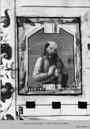 Antiphonar A : Historisierte Initiale M: Heiliger Tobias (?)