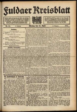 Ausgabe vom Montag, den 10. April 1911.