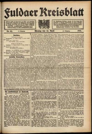 Ausgabe vom Montag, den 10. April 1911.