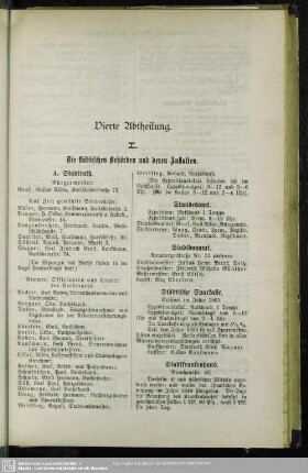 Vierte Abtheilung. Behördenverzeichnis