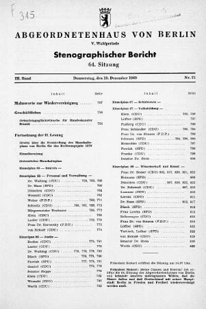 Nr. 21 (64), 18. Dezember 1969