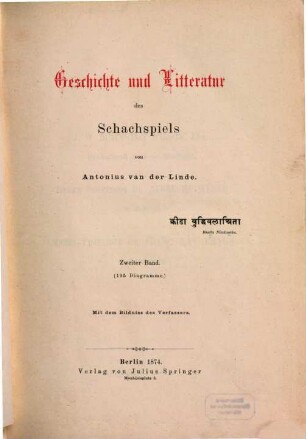 Geschichte und Litteratur des Schachspiels, II