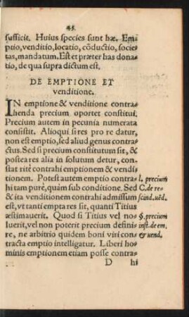De Emptione Et venditione.