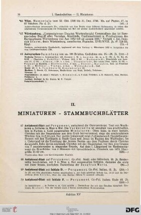 II. Miniaturen-Stammbuchblätter (Nr. 67-70)