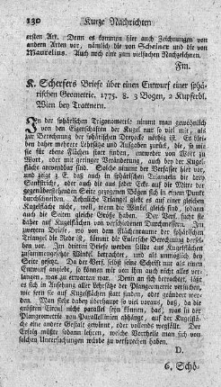 Briefe über einen Entwurf einer sphärischen Geometrie.