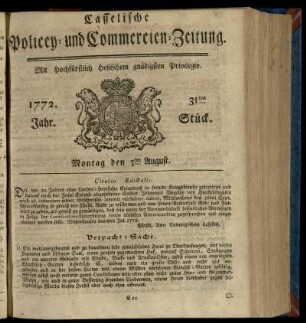 31tes Stueck, Montag den 3ten August 1772