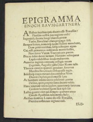 Epigramma Enoch Baumgartneri.