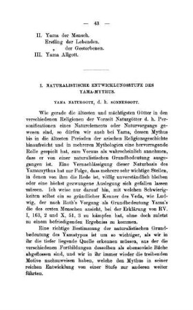 I. Naturalistische Entwicklungsstufe Des Yama-Mythus.