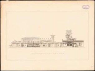 Rekonstruktion der Villa Laurentinum bei Ostia nach der Beschreibung Plinius des Jüngeren: Aufriss der nordöstlichen Fassade