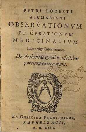 Observationum & curationum medicinalium liber ..., Liber 29