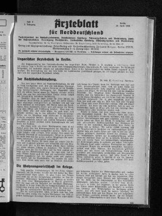 Die Wohnungswirtschaft im Kriege