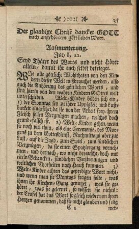 Der glaubige Christ dancket Gott nach angehörtem göttlichen Wort.