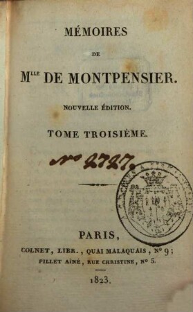 Mémoires De Mlle De Montpensier, 3