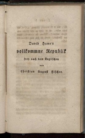 David Hume's vollkommne Republik