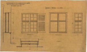 Fischer, Theodor; München - Laim; Wohnsiedlung Terraingesellschaft Neu-Westend - Fenster EG, 1. OG u. 2. OG (Ansichten, Schnitte)