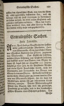 Genealogische Sachen.