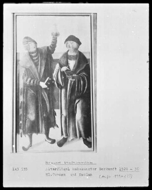 Altarflügel mit männlichen Heiligen — Cosmas und Damian