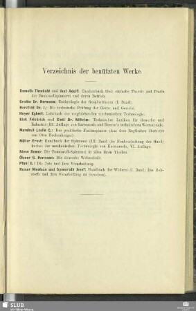 Verzeichnis der benützten Werke