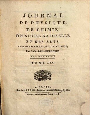 Journal de physique, de chimie et d'histoire naturelle. 59. 1804 = [T. 16]