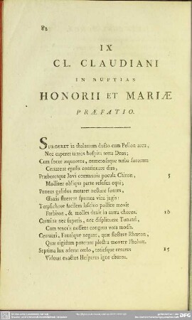 9. 10 Epithalamium in nuptias Honorii cum praefatione