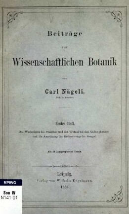 Beiträge zur wissenschaftlichen Botanik, Erstes Heft