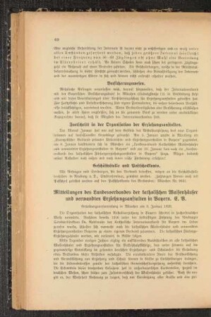 Mitteilungen des Landesverbandes der katholischen Waisenhäuser und verwandten Erziehungsanstalten in Bayern E.V. : Gründungsversammlung in München am 8. Januar 1920