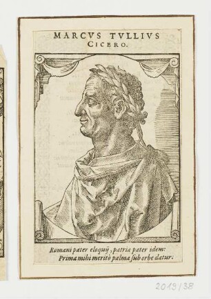Bildnis Markus Tullius Cicero, aus: Nicolas Reusner, "Icones Sive Imagines vivae", Basel 1589