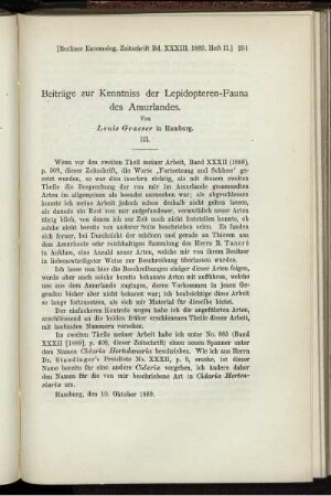 Beiträge zur Kenntniss der Lepidopteren-Fauna des Amurlandes.