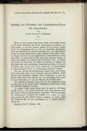 Beiträge zur Kenntniss der Lepidopteren-Fauna des Amurlandes.
