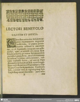Lectori Benevolo Salutem Et Officia