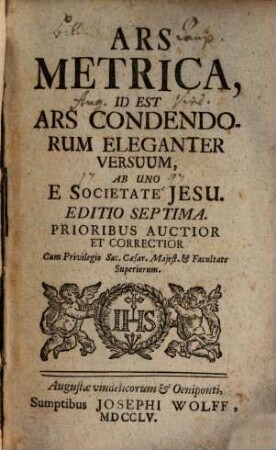 Ars Metrica, Id Est Ars Condendorum Eleganter Versuum