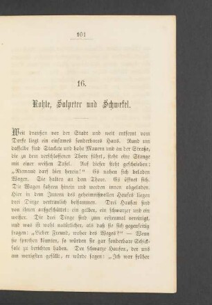 16. Kohle, Salpeter und Schwefel.