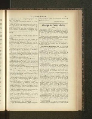 Chronique de l'armée coloniale.