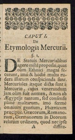 Caput I. De Etymologia Mercurii.