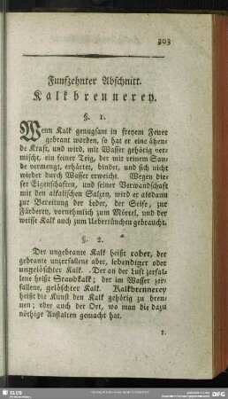 Funfzehnter Abschnitt. Kalkbrennerey