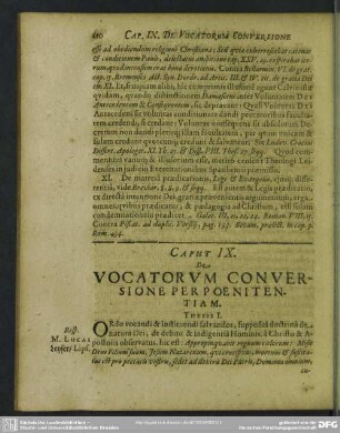 Caput IX. Vocatorum Conversione Poenitentiam