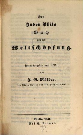 Buch von der Weltschöpfung : Herausgegeben u. erklärt von J. G. Müller