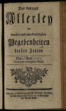 Den 21. Sept. 1751. Zwey und viertzigstes Stück.