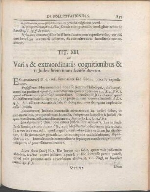 Tit. XIII. De Variis & extraordinariis cognitionibus & si Judex litem suam fecisse dicatur.