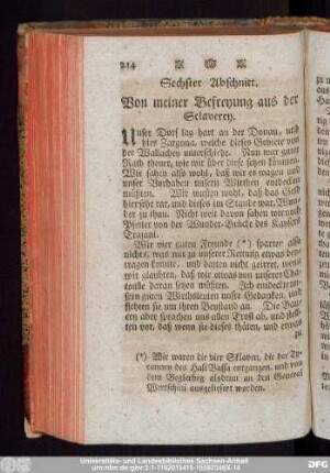 Sechster Abschnitt. Von meiner Befreyung aus der Sclaverey.