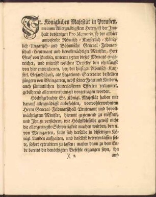 Antwort des Königl. Preußl[!]. Cabinets-Ministerii